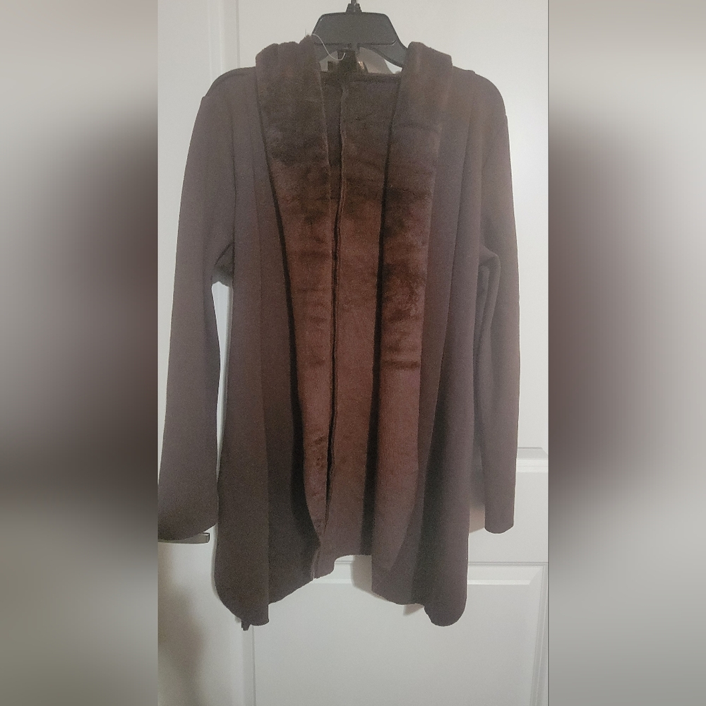 Chic Brown Hooded Women's Cape Size M - Picture 5 of 7